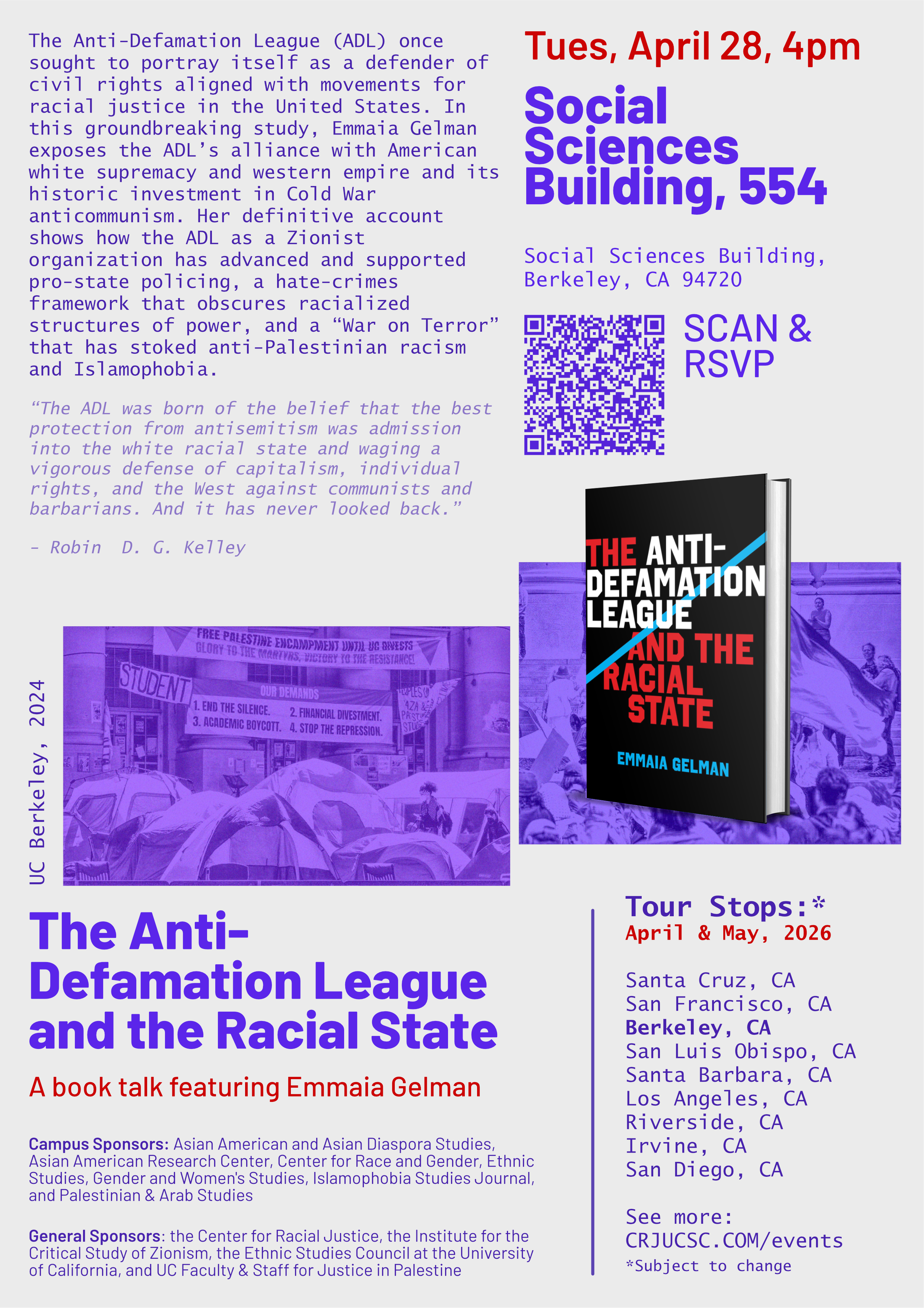 The Anti-Defamation League and the Racial State:A book talk featuring Emmaia Gelman (Berkeley) * 04/28/2026