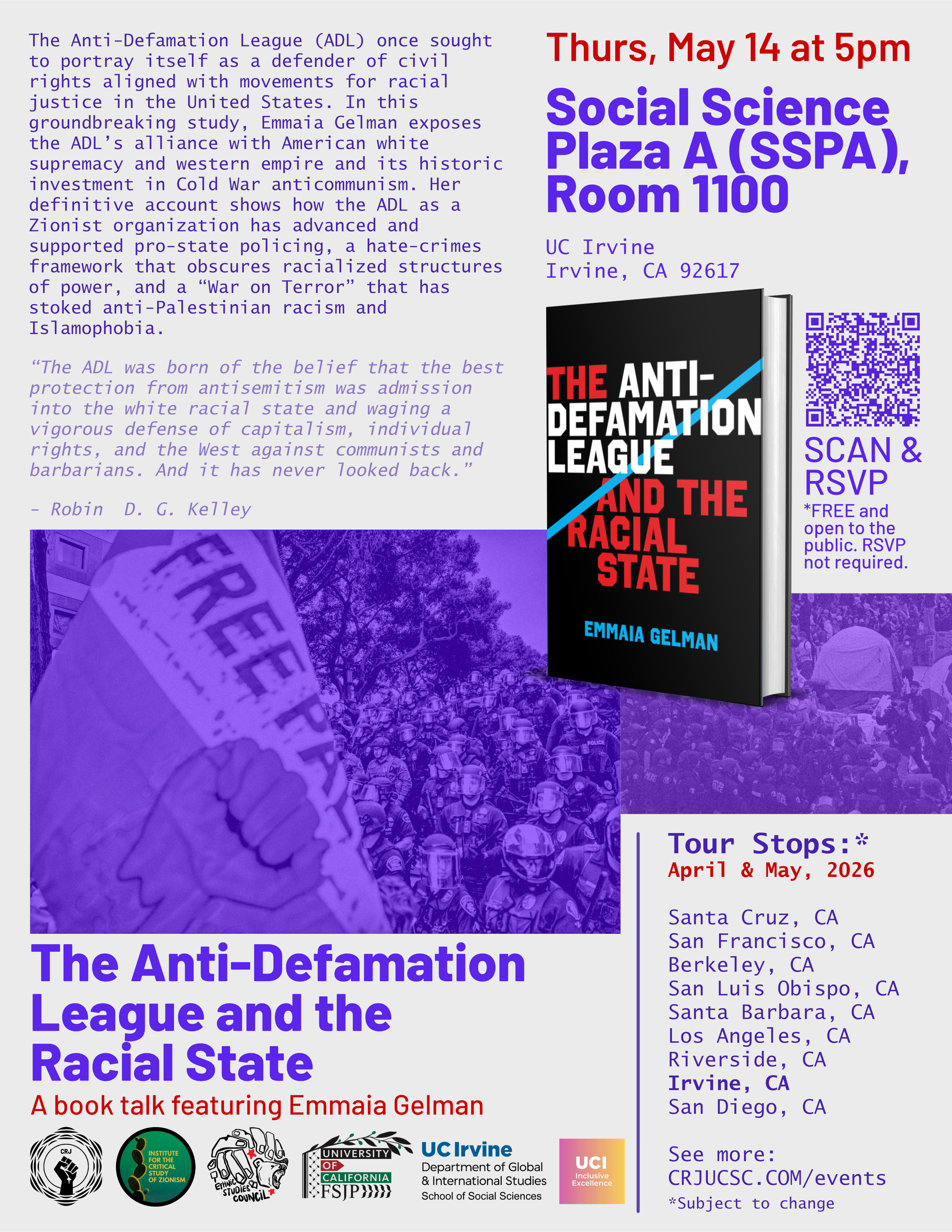 The Anti-Defamation League and the Racial State: A book talk featuring Emmaia Gelman (IRVINE) * 05/14/2026