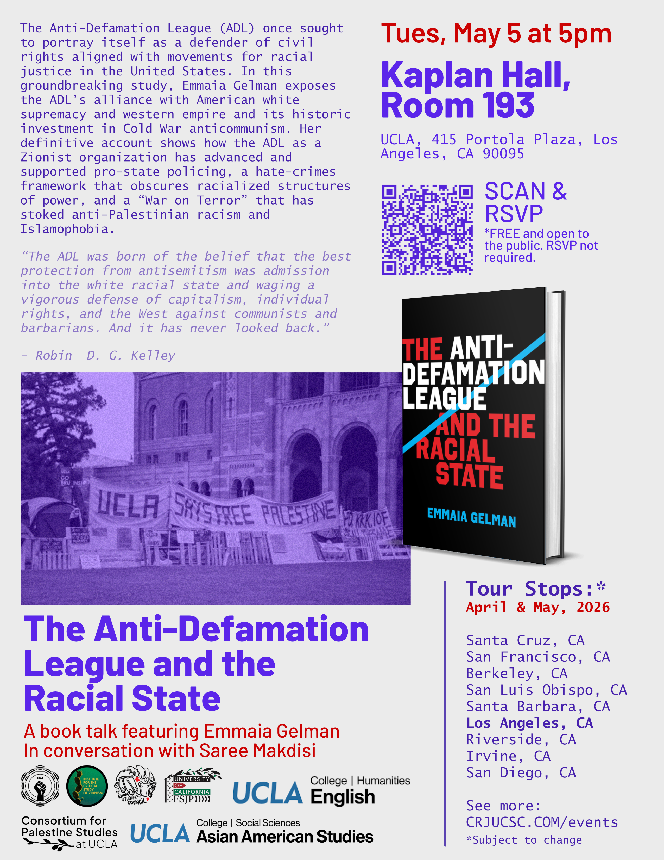 The Anti-Defamation League and the Racial State:A book talk featuring Emmaia Gelman (UCLA) * 05/05/2026