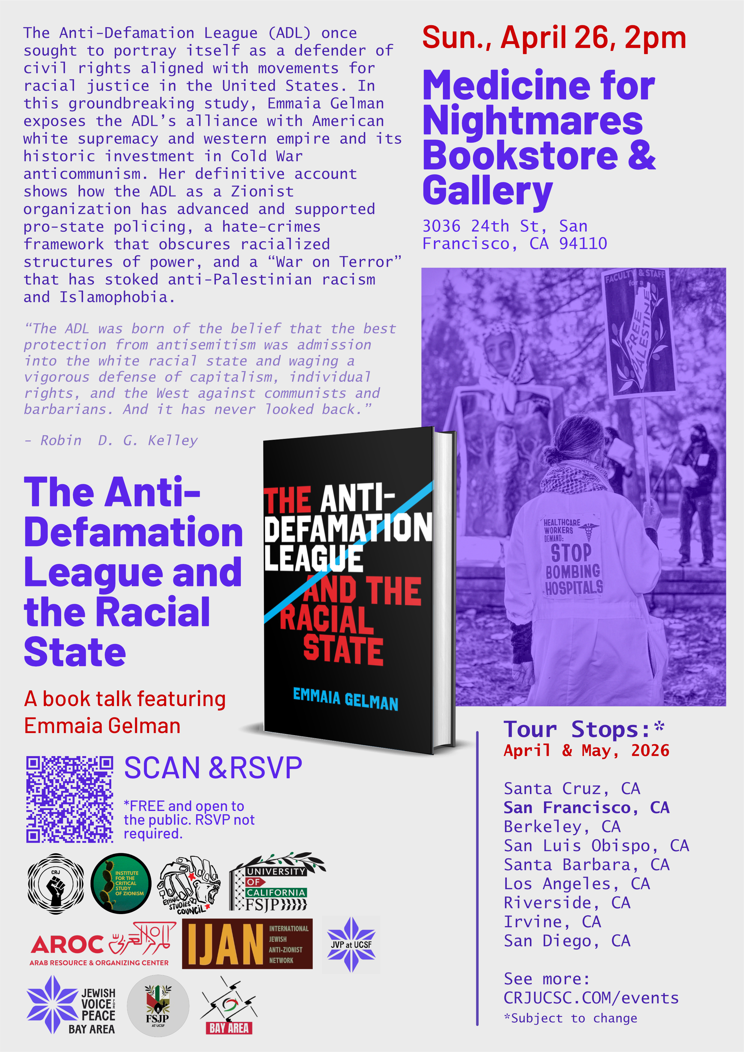 The Anti-Defamation League and the Racial State:A book talk featuring Emmaia Gelman (SAN FRANCISCO) * 04/26/2026