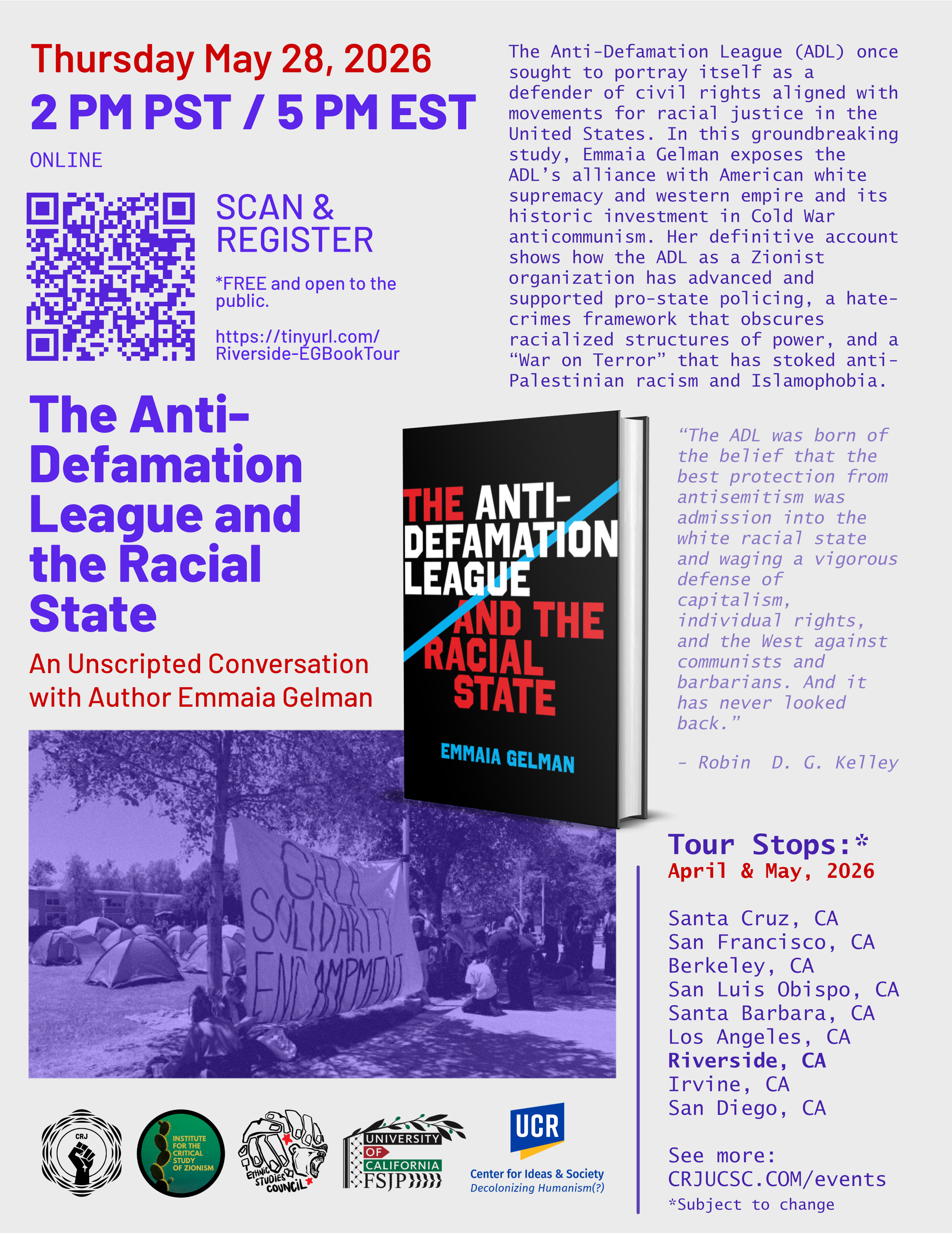 The Anti-Defamation League and the Racial State: A book talk featuring Emmaia Gelman (ONLINE) * 05/28/2026